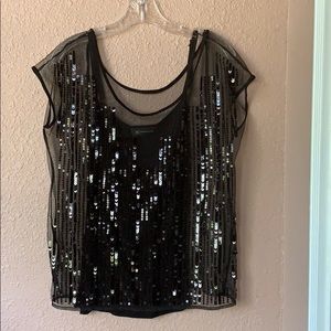 INC black sheer sequined dress shirt